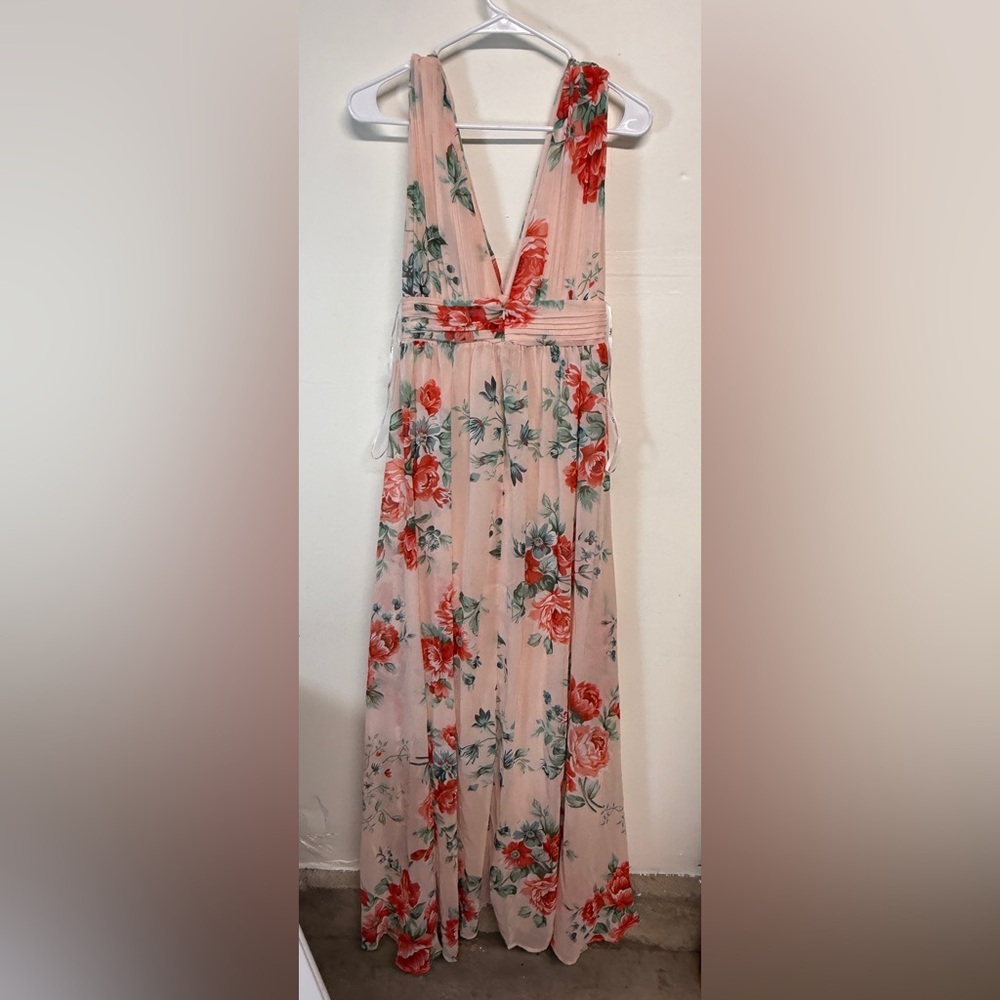 Garden Meandering Blush Floral Print Maxi Dress Size Small - Picture 6 of 9
